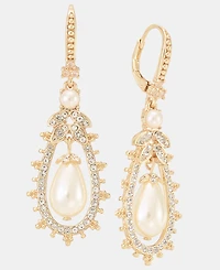 Marchesa Pave & Imitation Pearl Orbital Drop Earrings