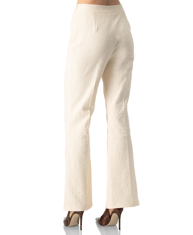 Ivonne Women's Wide-Leg Textured Trousers with Side Zipper
