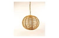 Wicker Village Handwoven Rattan Hanging Pendant Light, Pure Boho Round Ceiling Lantern with Chain for Living Room & Bedroom