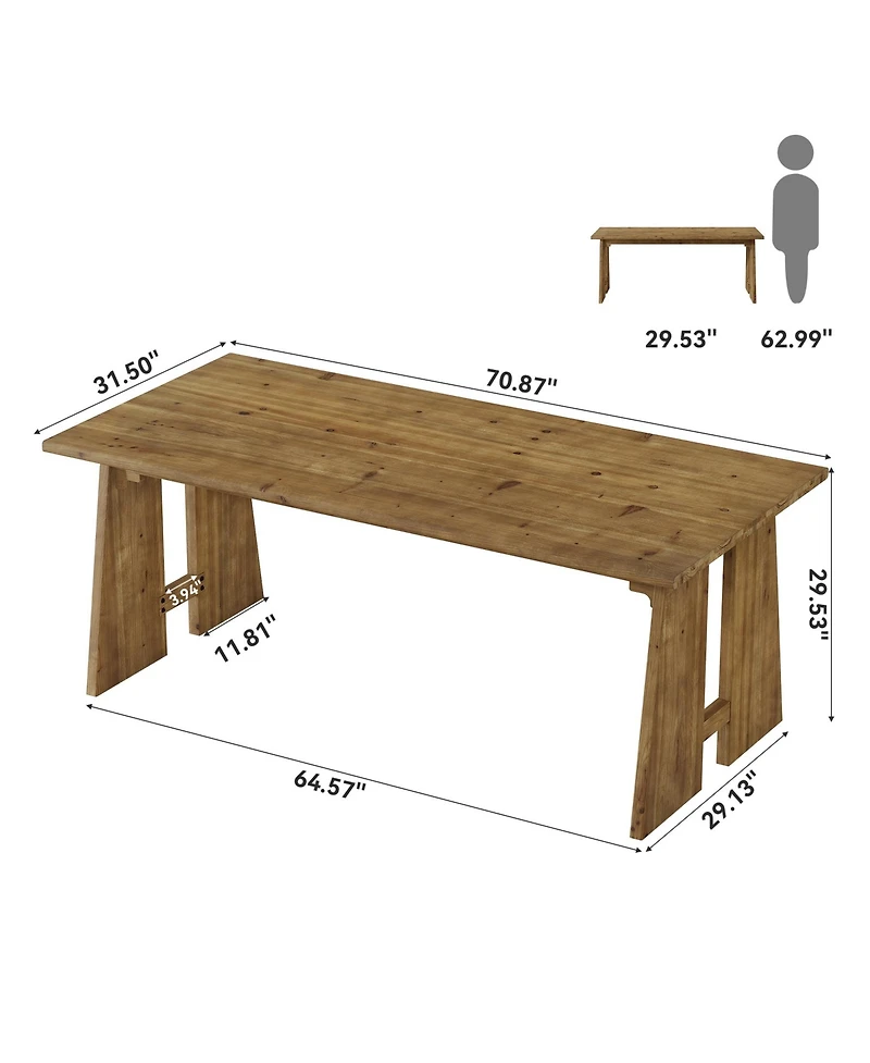 Tribesigns Solid Wood Executive Desk, 70.9-Inch Long Office Computer Desk with Sturdy Wooden Legs, Farmhouse Workstation
