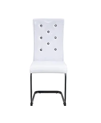 Streamdale Furniture Set of 2 Retro Alligator Upholstered Dining Chairs with Crystal Buckle