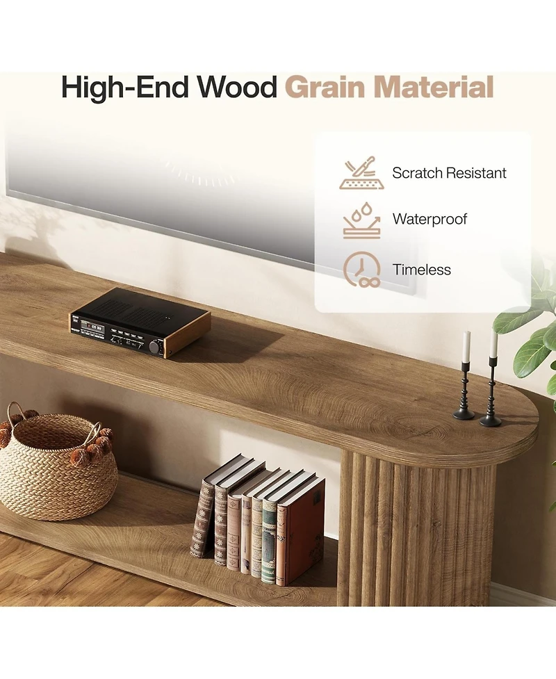 Tribesigns 63” Fluted Tv Stand for 50/55/65/75-Inch Tv, Farmhouse Entertainment Center with Storage Shelf, Media Console Entertainment Stand