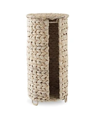 Casafield Toilet Paper Roll Holder with Lid - Natural, Fits 3 Rolls, Free Standing Water Hyacinth Bath Tissue Storage Organizer for Bathroom