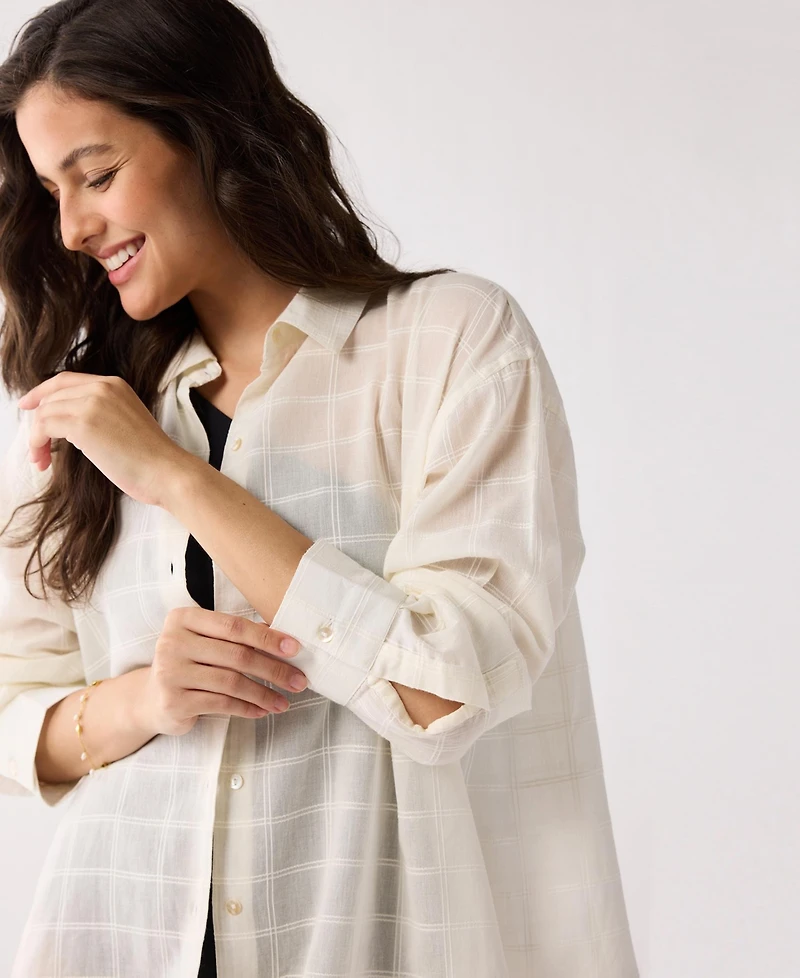 Reistor Women's Relaxed Shirt & Shorts Set Textured Cotton