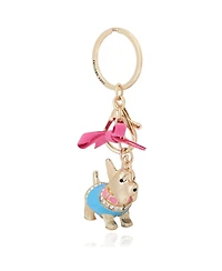 Juicy Couture Crystal Scottie Dog Keychain with Satin Bow, Gold Tone