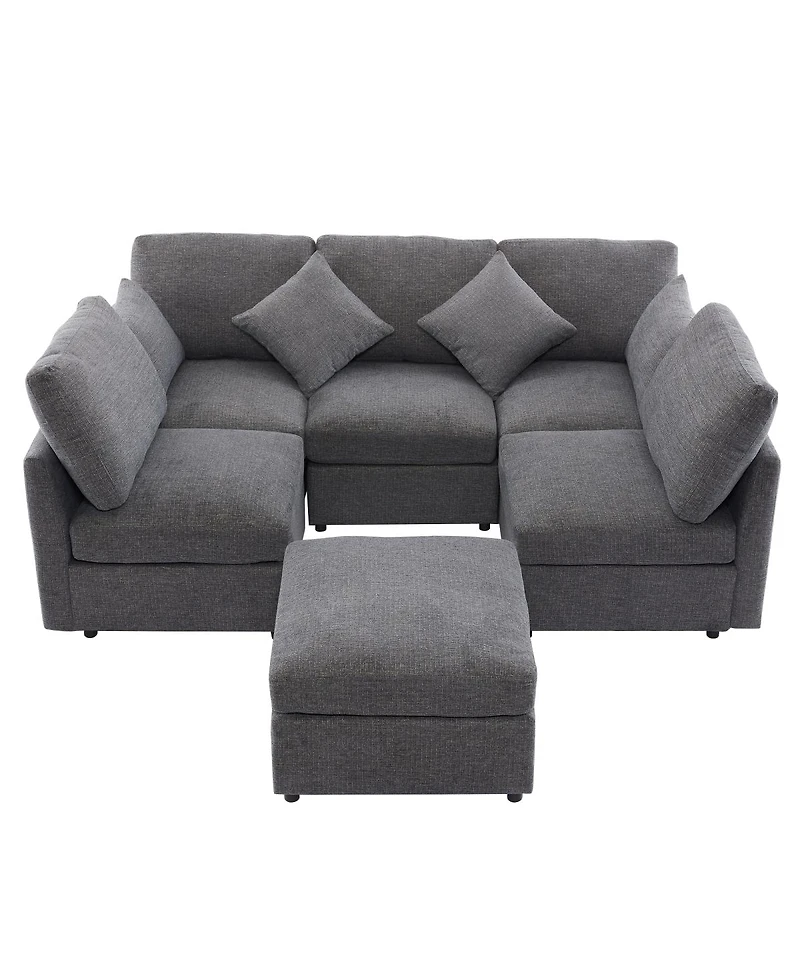 Streamdale Furniture Gray U-shaped Sectional Sofa with Movable Ottoman & Usb Ports