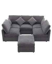 Streamdale Furniture Gray U-shaped Sectional Sofa with Movable Ottoman & Usb Ports