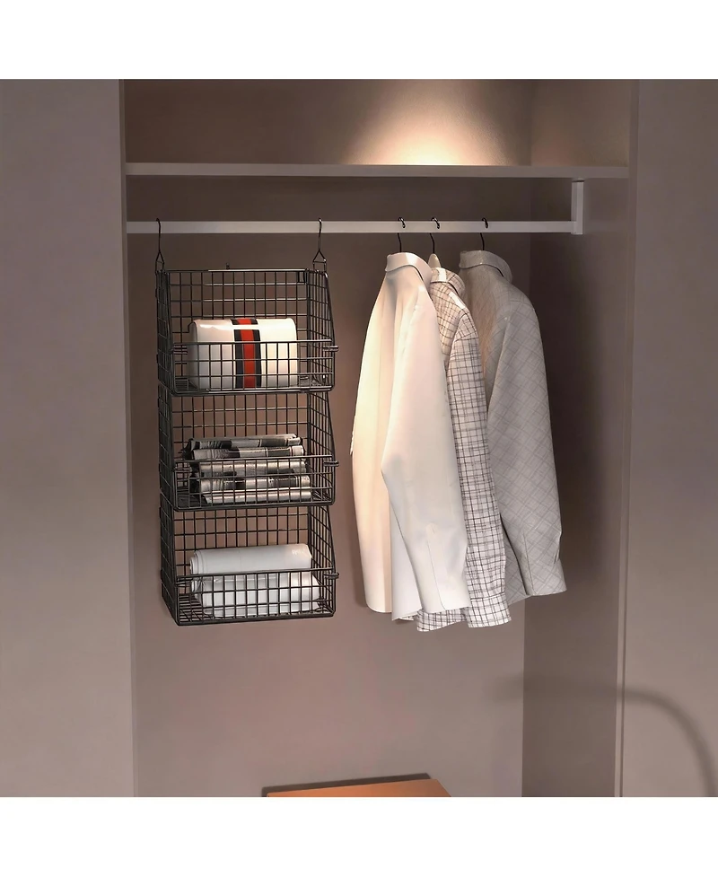 Yigii 5-Piece Stackable Wire Storage Baskets