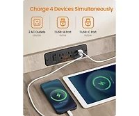 Cozito Dog Crate End Table with Charging Station, Flip-Up Acrylic Door, 2 Outlets + Usb-a/Usb-c, Up to 45 lb