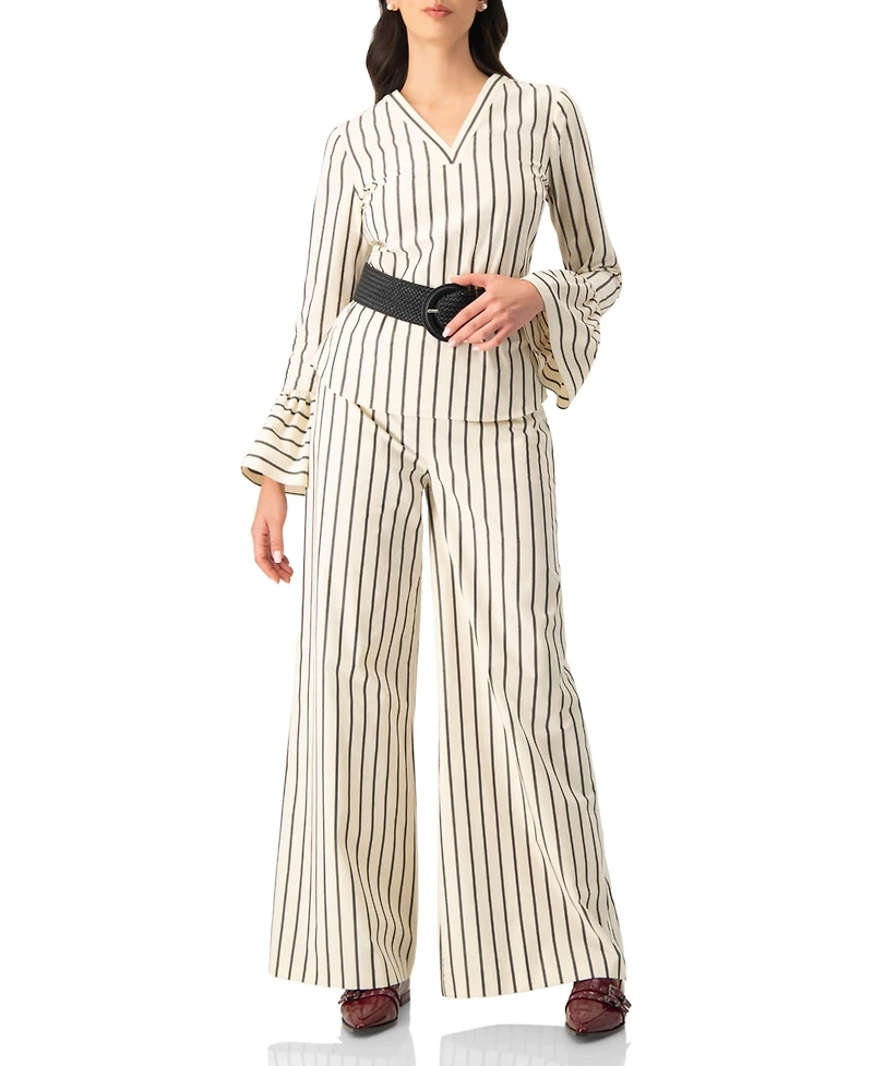 Ivonne Women's Striped Bow-Belted Wide-Leg Trousers