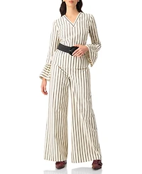 Ivonne Women's Striped Bow-Belted Wide-Leg Trousers