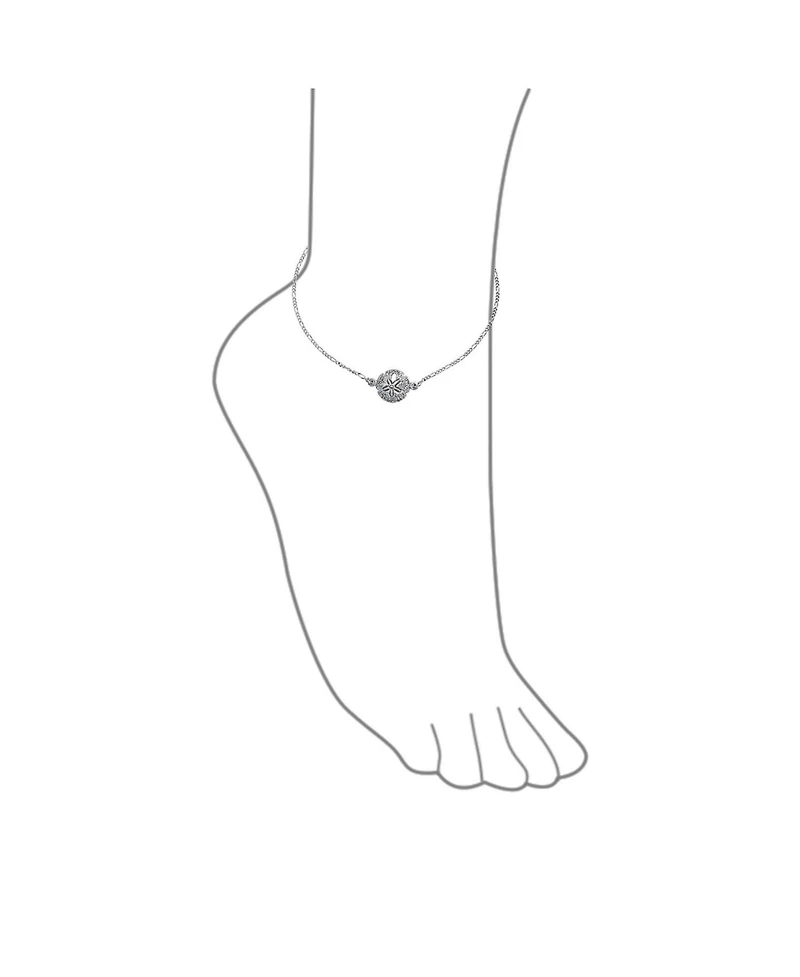 Bling Jewelry Nautical Beach Sand Dollar Charm Anklet Ankle Bracelet .925 Sterling Silver Adjustable 9 - 10 Inch