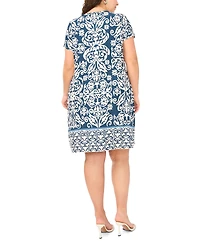 Msk Plus 3-Ring Keyhole Neck Short-Sleeve Dress