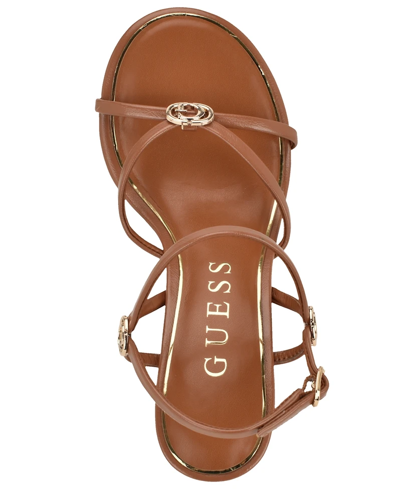 Guess Women's Devve Strappy "G" Dressy Wedge Heel Sandals