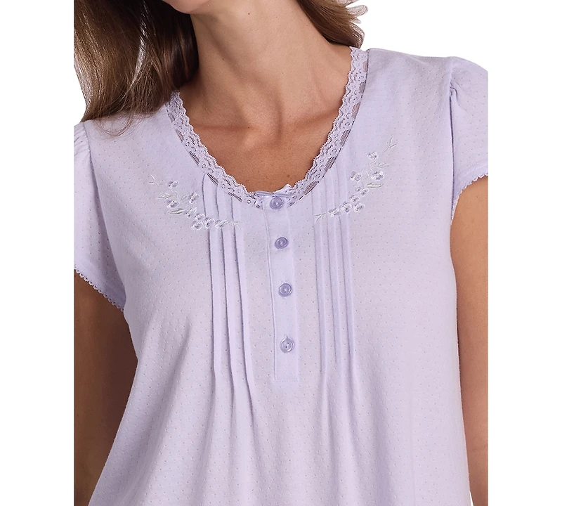 Miss Elaine Women's Short-Sleeve Solid Sleepwear Nightgown