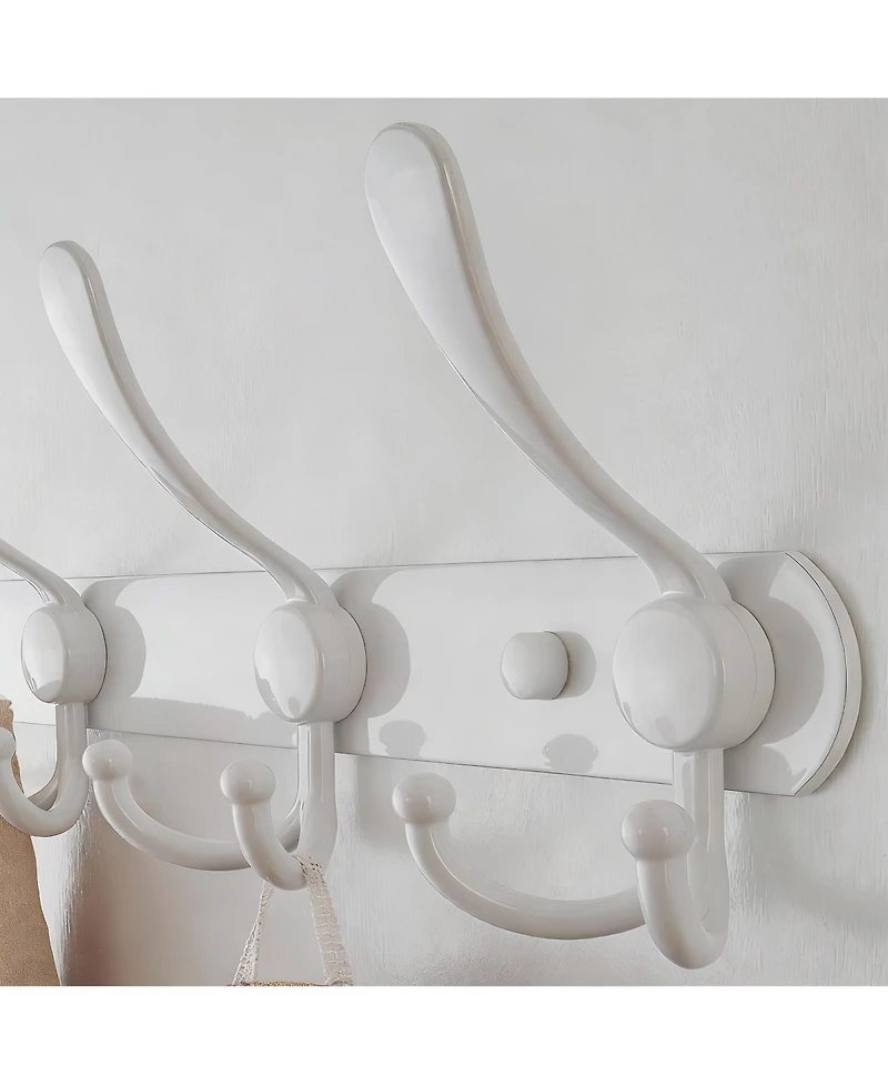 Yigii Heavy Duty 5-Tri Hook Wall Rack, Stainless Steel, White, Easy Install