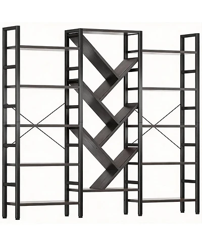 Yigii 70x70" Triple Wide Multifunctional Bookshelf - Modern Tree Design.