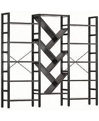 Yigii 70x70" Triple Wide Multifunctional Bookshelf - Modern Tree Design.