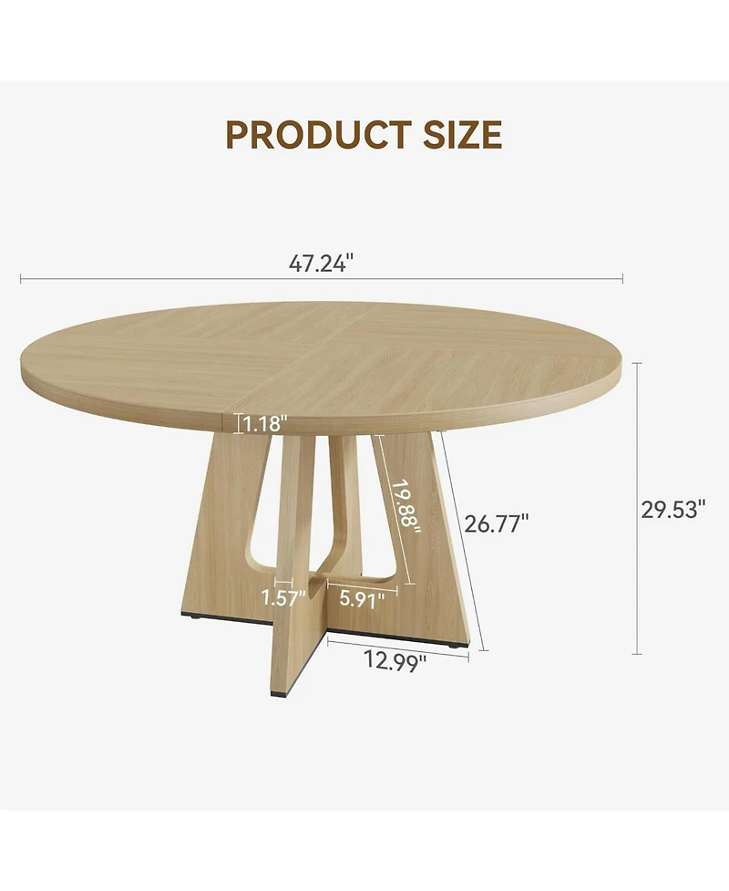 Gaomon Kitchen Table Round Dining Table 47 Inch Round Dinner Table for 4 Farmhouse Kitchen Table