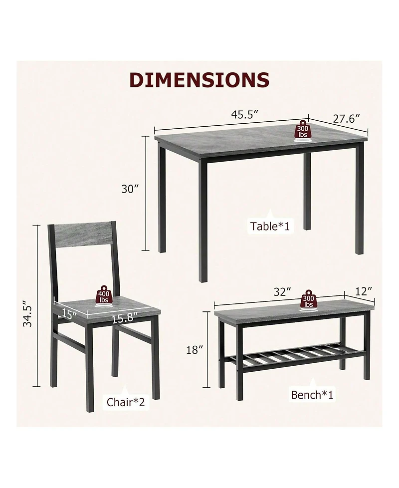 Gaomon Kitchen Table Dining Table Set For 4 Modern Kitchen Table for Dining Room, Home Office, Living Room
