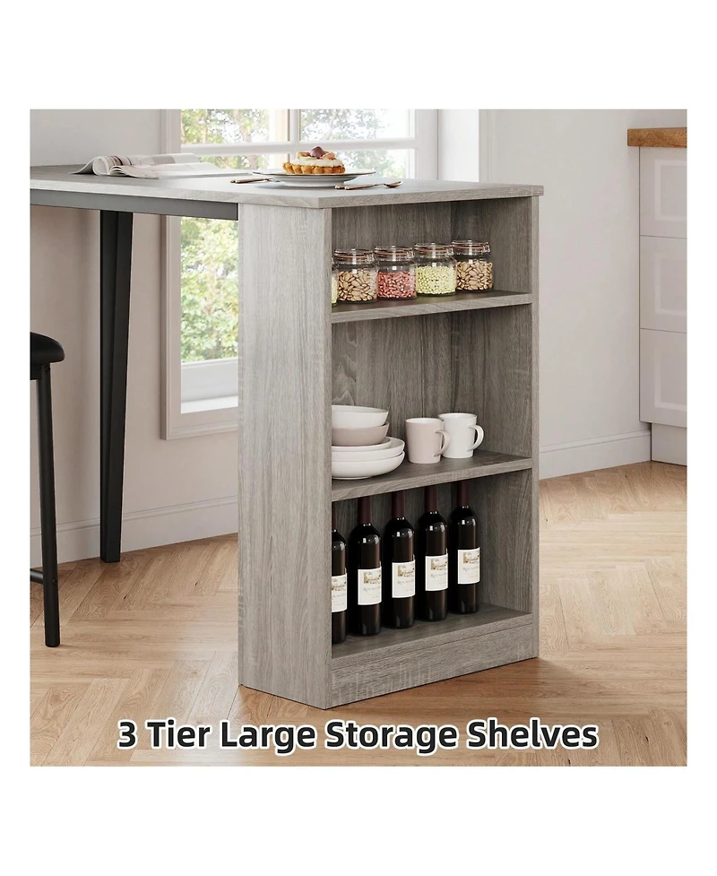 Gaomon Kitchen Table 3Piece 36in Wooden Counter Height Dining Table Setfor Dining Room, Home Office, Living Room