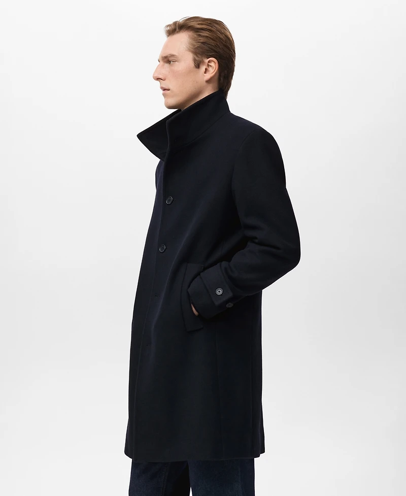Mango Men's Wool Funnel Neck Coat