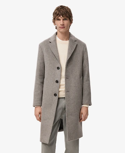 Mango Men's Herringbone Structure Wool Coat