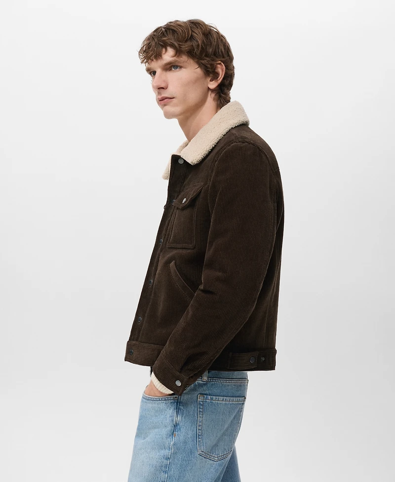 Mango Men's Shearling-Effect Lining Corduroy Jacket