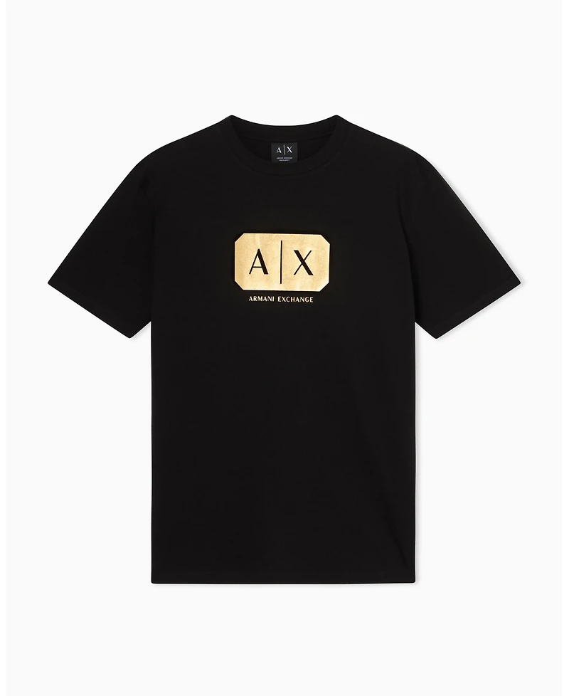 A|X Armani Exchange Men's Black and Gold Box T-Shirt