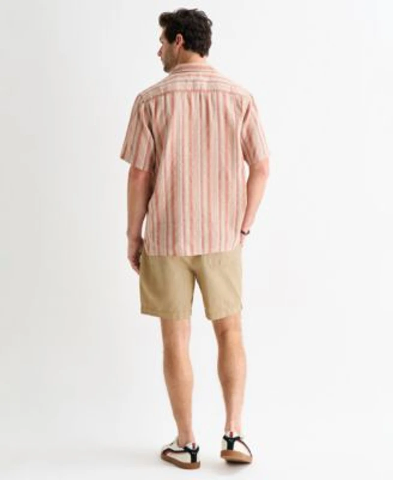 Lucky Brand Pull On Linen Shorts Paired With Linen Camp Collar Shirt The Total Smokeshow Tee