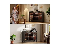 gaomon Bar Cabinet with Led Light, Liquor Cabinet with Racks & Glass Holder