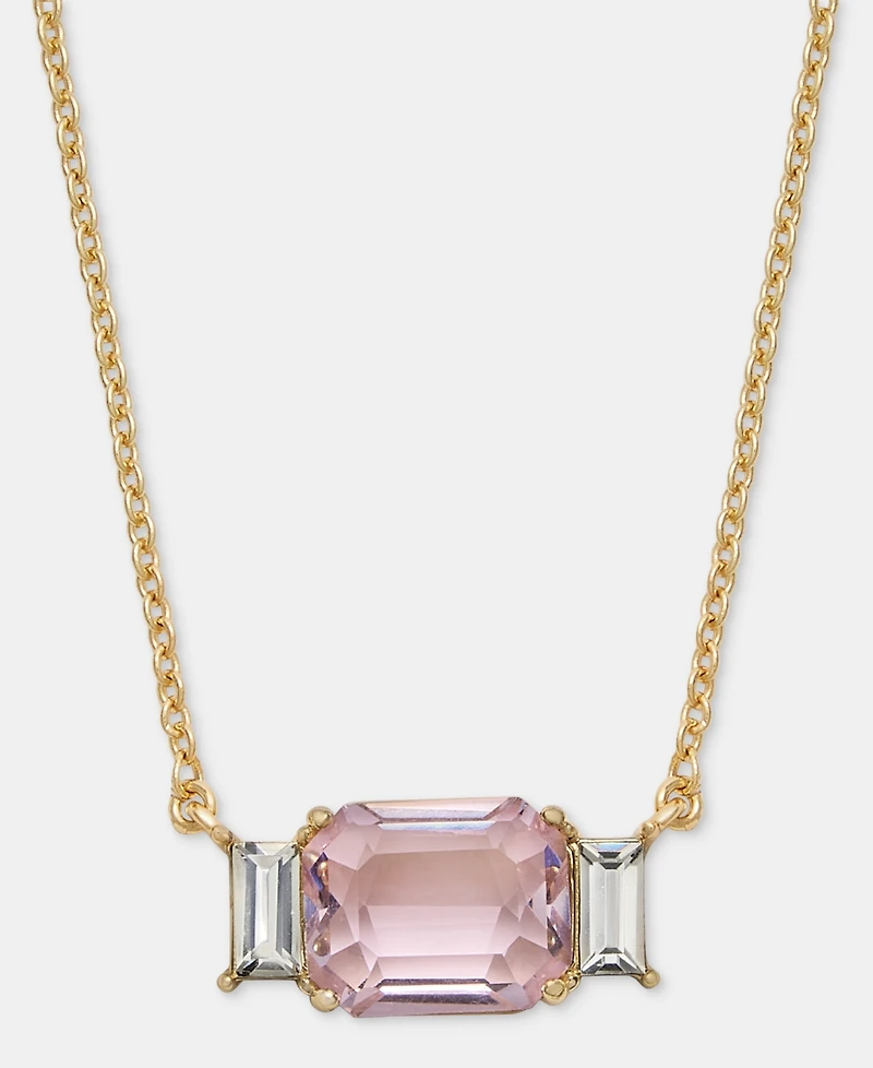 Lauren Ralph Gold-Tone Boxed Blue Stone Pendant Necklace