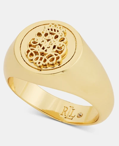 Lauren Ralph Lauren Gold-Tone Statement Coin Logo Ring