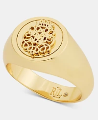 Lauren Ralph Lauren Gold-Tone Statement Coin Logo Ring