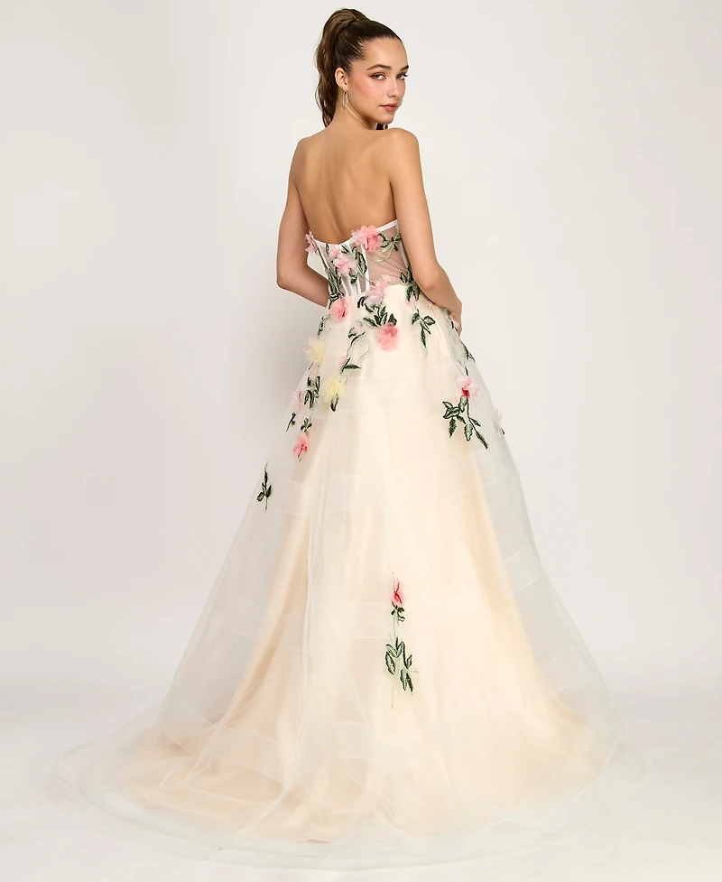 Say Yes Juniors' Strapless Illusion Ball Gown