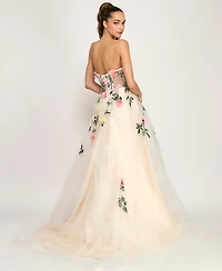 Say Yes Juniors' Strapless Illusion Ball Gown