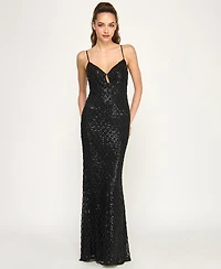 B Darlin Juniors' V-Neck Sequin Gown