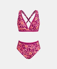 Cupshe Women's Crossback Adjustable Strap Bikini Set with High-Waist Bottom