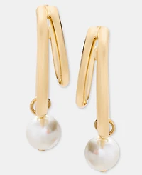 Karl Lagerfeld Paris Glass Pearl Drop Hoop Earrings