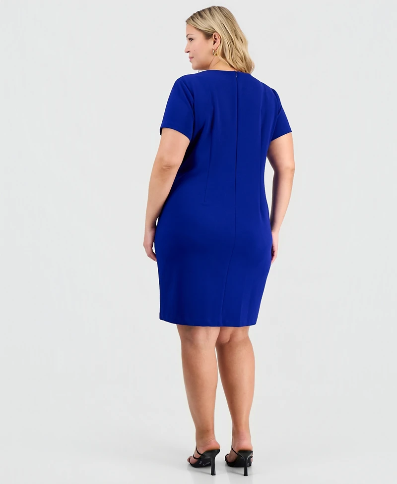 Connected Plus Scuba Crepe Cutout-Neck Sheath Dress