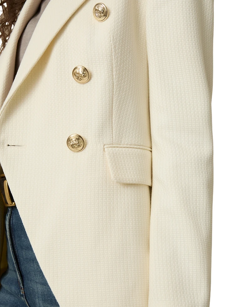 Reiss Women's Tailored Fit Textured Double Breasted Blazer