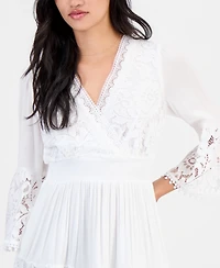 Robbie Bee Petite Lace-Combo 3/4-Sleeve Dress