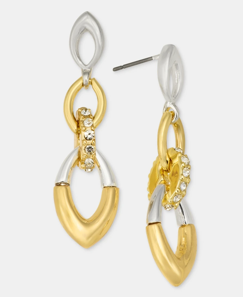 Anne Klein Pave Linked Linear Drop Earrings