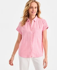 Style & Co Women's Cotton Gauze Short-Sleeve Button Up Shirt, Macy's Exclusive