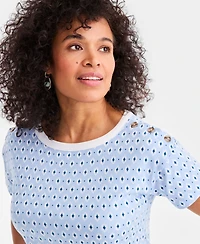 Style & Co Women's Printed Pima Cotton Boat-Neck Top, Macy's Exclusive