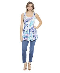 24seven Comfort Apparel Women's Abstract Scoop Neck Tunic Tank Top