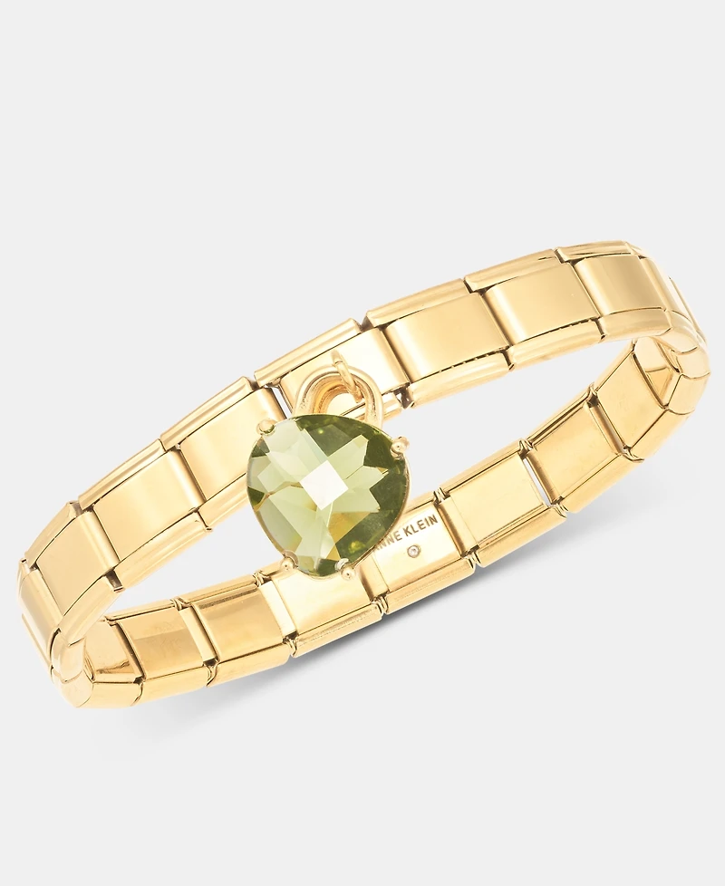 Anne Klein Crystal Pear-Shape Charm Stretch Bracelet