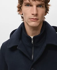 Mango Men's Detachable Inner Collar Wool Coat
