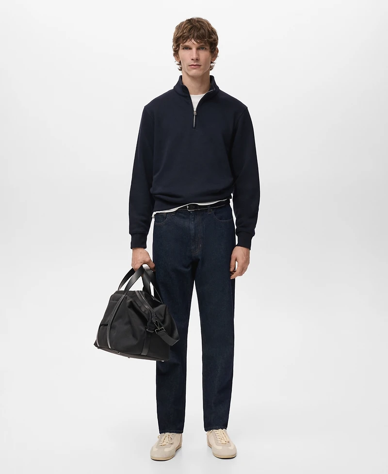 Mango Men's Regular-Fit Cotton Zipper Sweatshirt