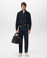 Mango Men's Regular-Fit Cotton Zipper Sweatshirt